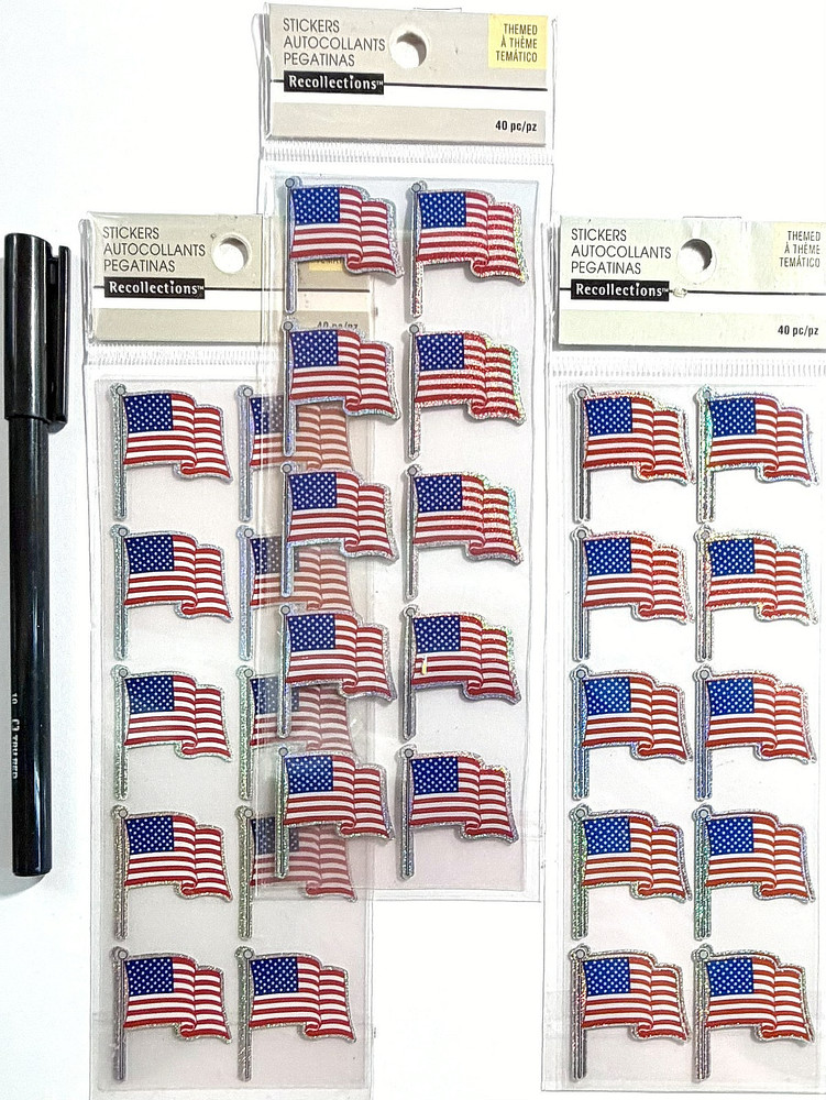 Sparkly Flags Stickers Scrapbooking Card Journal Planner Recollections 3 pkgs