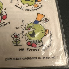 1976 SCRATCH N SNIFF MR. MEN AND LITTLE MISS STICKERS SEE THRU MARK • MR. FUNNY