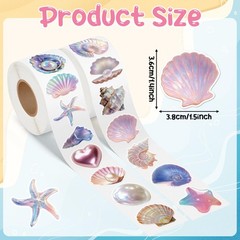 Fantasy Seashell Sticker Rolls – 1000PCS Summer Decorative Aesthetic Sea Anim…