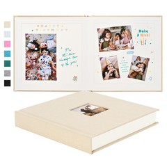 Pssoss Linen Scrapbook Album 8×8 DIY Photo Memory Book 40 Pages Beige Hardcover