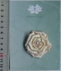 Satin Rosette Flower CREAM – Single – Pearl Centre 40-50mm CC NJC