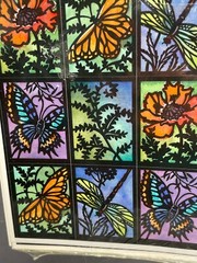 Vintage 1990s Hallmark Stained Glass Style Butterfly Stickers 3 Sheets Made USA