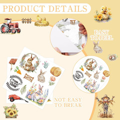 Rub on Transfers for Crafts Furniture Stickers: 12 Pcs Farmland Animal Rub on Tr