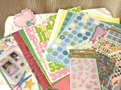 Baby Scrapbooking Lot Girl/Boy Memory Kit Pink Blue Yellow Green Pastels Memorie