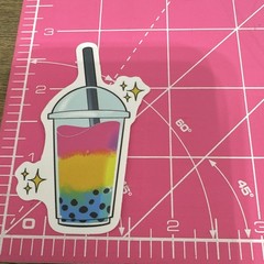 Bubble Tea Boba & Milk Tea Drink Stickers, Multicolor Food & Drink, Set of 4