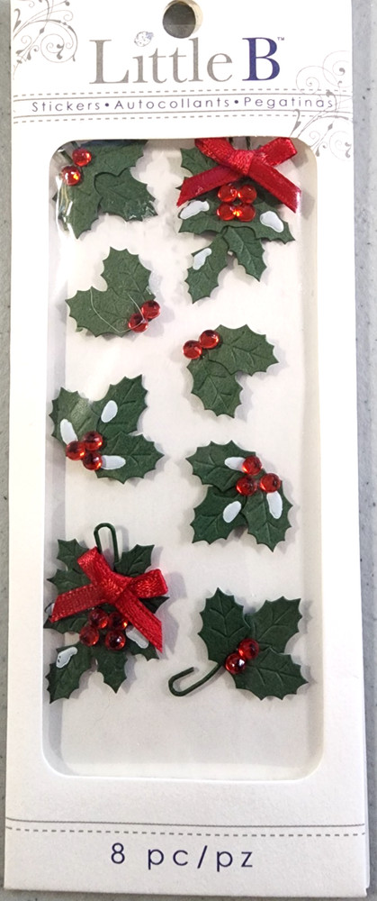 Little B 3D Christmas Holly Berries Stickers 2014 Craft Holiday Card Making