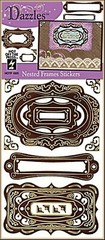 NESTED FRAMES DAZZLES Brown Self Adhesive Scrapbooking Stamping Card Making