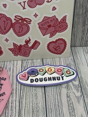 VooDoo Doughnut Sticker Lot Of 3 Items Sticker, tattoo Sticker Sheet & Keychain