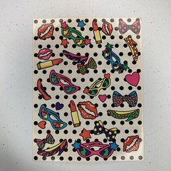 Vintage Lisa Frank Sticker Sheet Lipstick Sunglasses Heels Lips Polka Dots S125