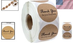 500 1.5″ Round Kraft Thank You Stickers for Small Businesses – USA Made