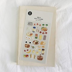 Suatelier Lunch Box Stickers Watercolor Food Decals for Journaling Planner Bujo