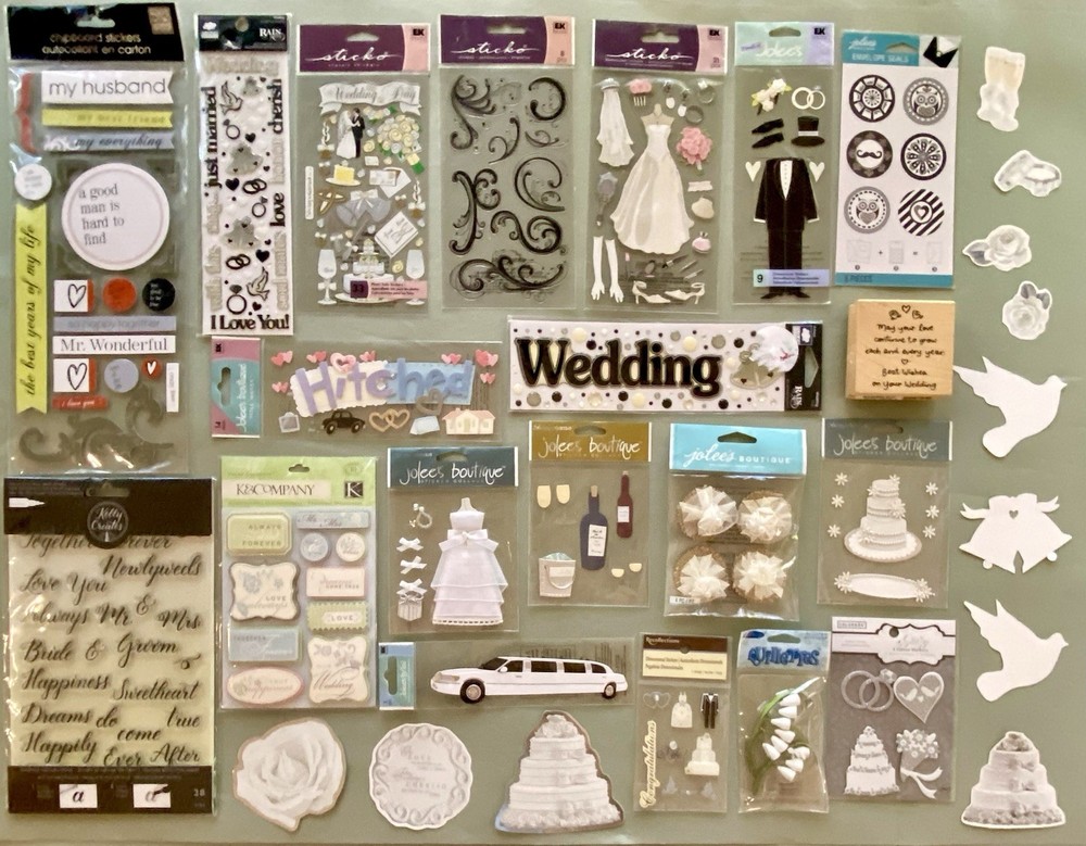 Large Lot of Wedding Stickers and Stamps! Jolee’s Boutique, K & Co,, Etc