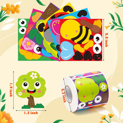 300Pcs Spring Themed Face Stickers Roll – Butterfly Ladybug Insect DIY Crafts