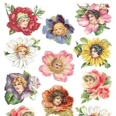Violette Stickers – Flower Petal Ladies – 1 Victorian Sticker Sheet – Crafts