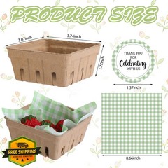 Willinglong Sage Berry Baskets Gingham Paper Stickers