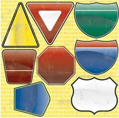 Reminisce Road Signs Die-Cut Stickers: Blank Signs