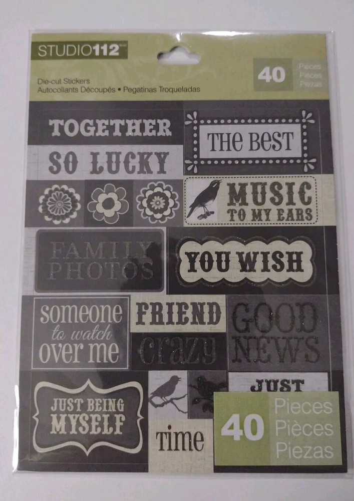 Studio 112 Die Cut Stickers 40 Piece Birds, Flowers, And Words