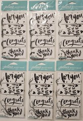 Lot of 6 packs JOLEE’S Boutique Black & White Brushy Sentiment Tags with ties