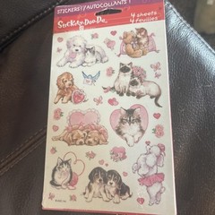 Vintage Stickers New 4 Sheet AGC Made USA Kittens Puppies Sticker-doo-da Dogs