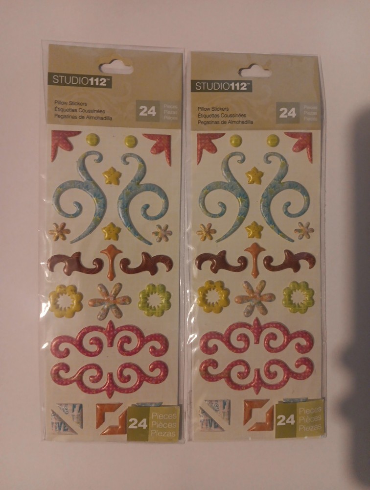 2 Packs- Studio 112 Whimsy Swirl & Frame Pillow Stickers, NEW