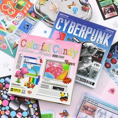 2 in 1 Sticker Book, Cyberpunk Retro Futuristic Retro-futuristic 2in1