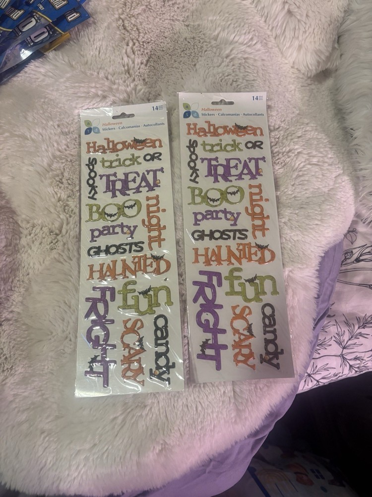 Momenta Halloween Puffy Phrases Stickers Acid Free 2 Sheets Boo Ghost New