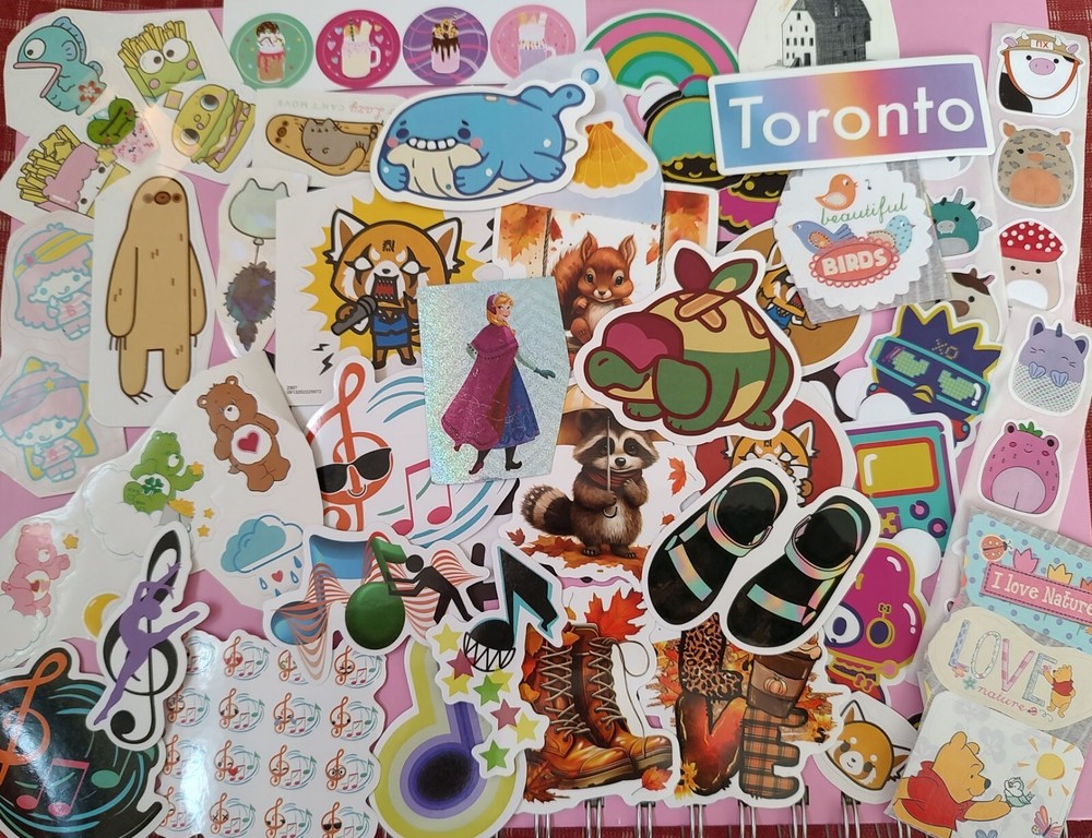 65 Count Sticker Bundle – Pokemon, Frozen, Pusheen, Care Bears, Squishmallow