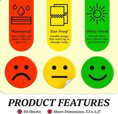 1000 PCS Happy and Sad Smiley Face Reward Stickers for Kids – 1 Inch Round Class