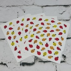 Vintage Hallmark Stickers Lady Bugs in Red Yellow Orange lot of 4 Sheets