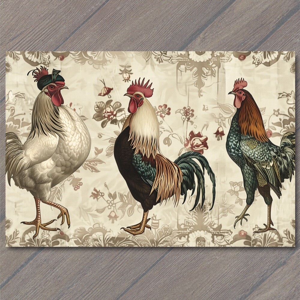 STICKER Rooster Chicken Victorian Pattern Fancy Bird Girl Weird Strange Funny