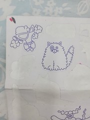 4 Lisa Frank Stickers Coloring Color Your Own cat poodle dog partial sheet