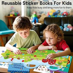 iGetooy Reusable Sticker Books for Toddlers 1-3, 3 Sets Sticker Books for Toddle