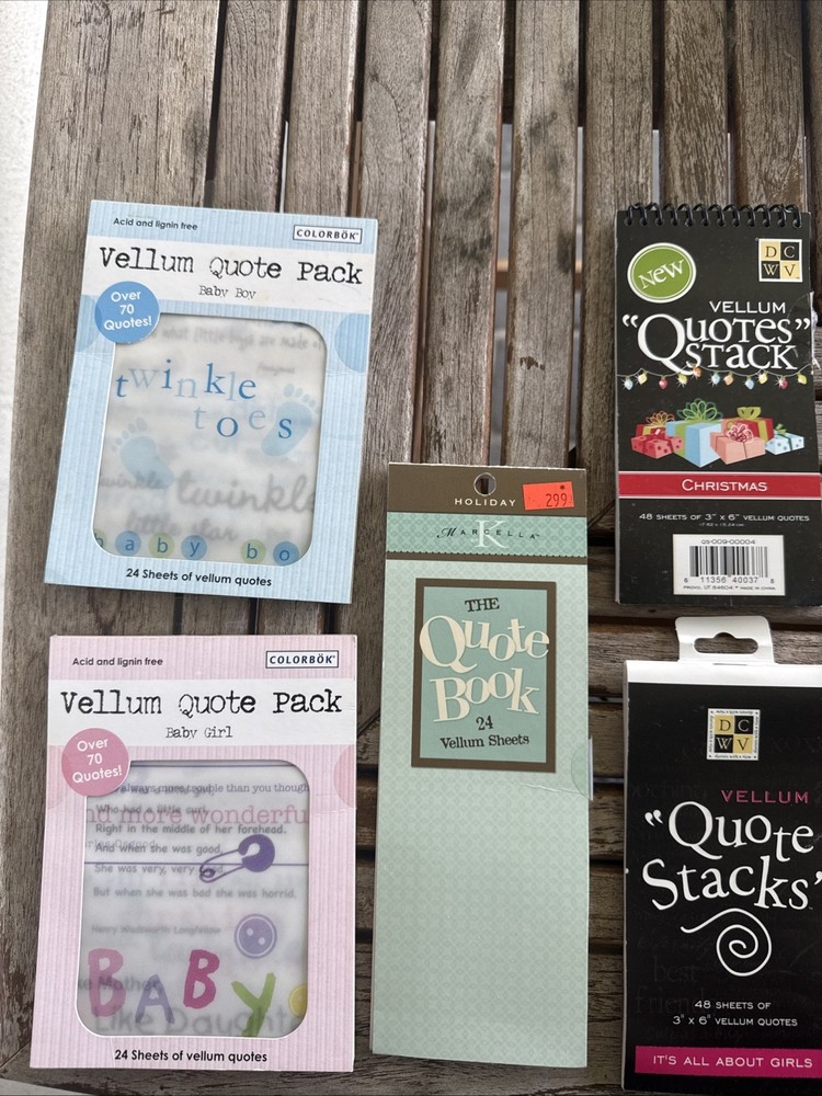 Lot Of 2 Colorbok Vellum Quote Packs 1 Marcella The Quote Book & 2 DCWV Stacks