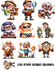 19 Quirky Grandpa Card Toppers Collage Sheets Junk Journal Supplies Scrapbook
