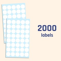 2000 White 3/4″ Round Dot Stickers Circle Labels
