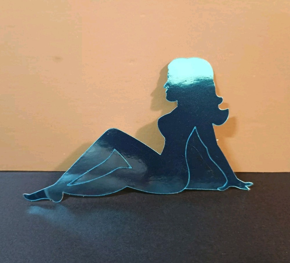 Vintage Stickers MUD FLAP GIRL Glossy Foil Vending Sticker VTG PVI Blue 01