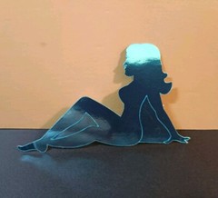 Vintage Stickers MUD FLAP GIRL Glossy Foil Vending Sticker VTG PVI Blue 01