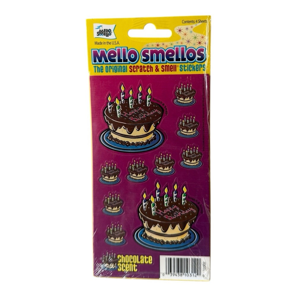 Mello Smellos Birthday Cake Chocolate Scent Scratch & Sniff Stickers 10302 NIP