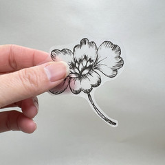 Botanical Flower Vellum Stickers 60 pcs Black White Junk Journaling Collage
