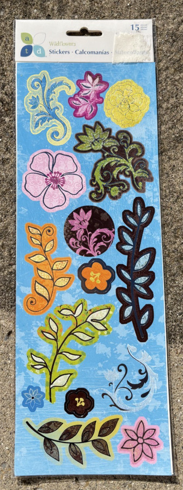 MOMENTA GLITTERED WILDFLOWER STICKERS BOLD COLORS