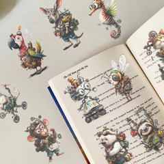 50PCS Steampunk Animal Stickers – Vintage Victorian Mechanical Creatures Waterpr