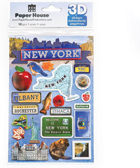 Die-Cut Dimensional & Foil Accent Travel Scrapbook Sticker Sheet – New York Stat