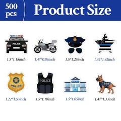 500 Pcs Police Stickers Roll Law Enforcement Themed