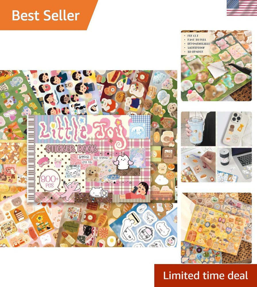 Versatile 30-Sheet Waterproof Kawaii Sticker Book for Scrapbooking & Journaling