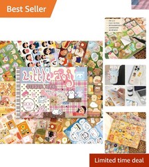 Versatile 30-Sheet Waterproof Kawaii Sticker Book for Scrapbooking & Journaling