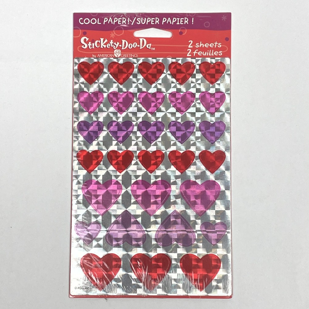 NEW Stickety Doo Da HOLOGRAM HEARTS American Greetings Stickers 2 Sheets
