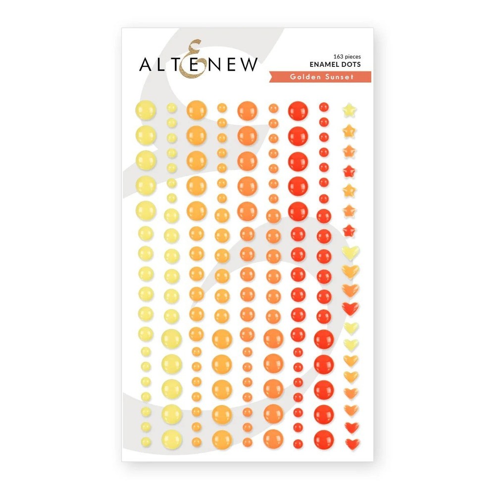 ALTENEW – ENAMEL DOTS – GOLDEN SUNSET – 163 PIECE – 3 SIZES + HEARTS & STARS