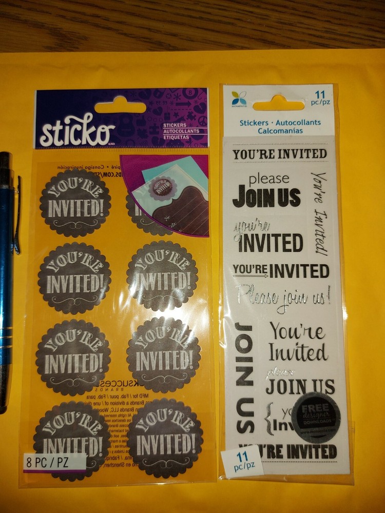 Lot Of 2 YOU’RE INVITED Scrapbooking Stickers Wedding Party – Sticko / Momenta