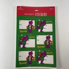 Vtg Hallmark 1993 Barney Gift Stickers Lables Four Sheets