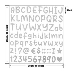 790 Pieces 10 Sheets Letters Stickers Self Adhesive Glitter 1 Inch Silver